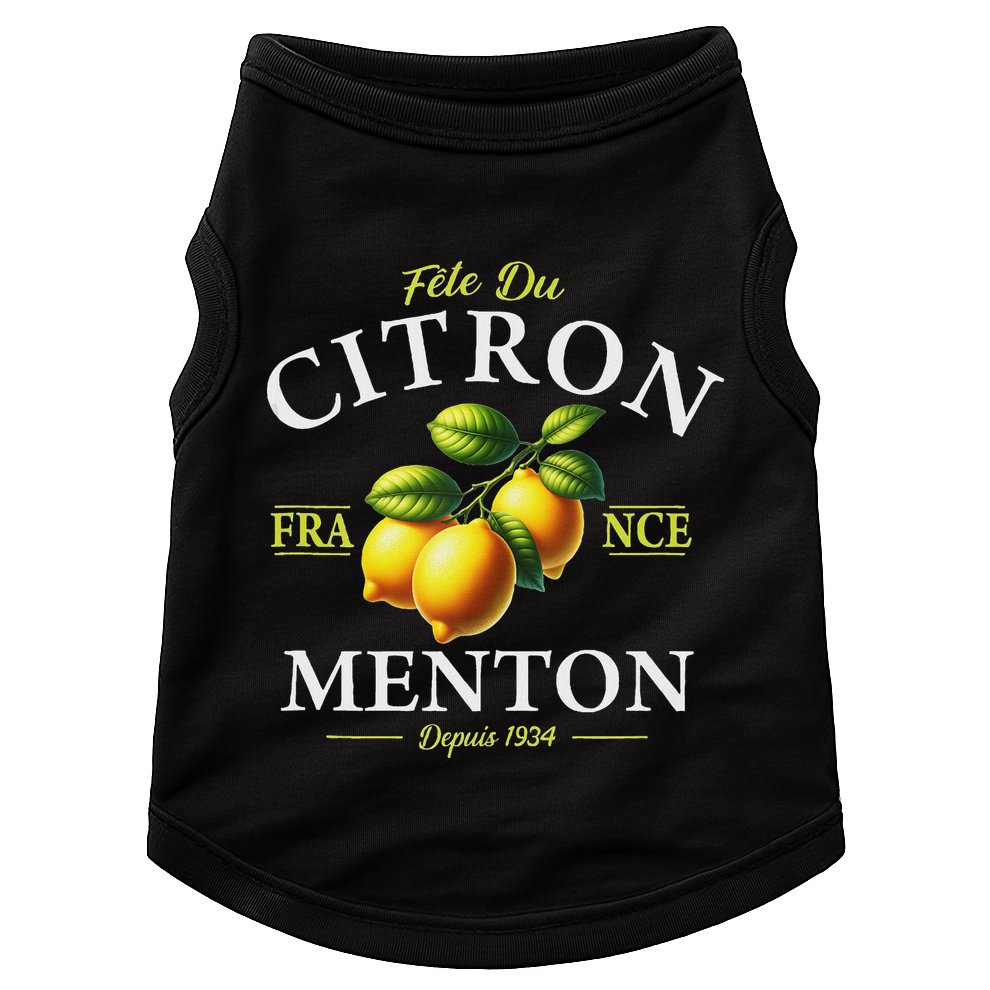 Menton France Lemon Festival Since 1934 White Lettering Doggie Tank