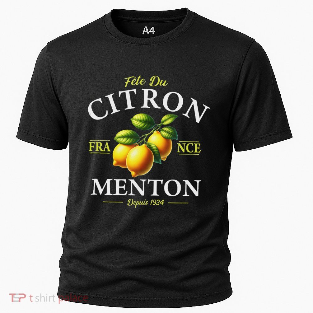 Menton France Lemon Festival Since 1934 White Lettering Cooling Performance Crew T-Shirt