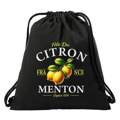 Menton France Lemon Festival Since 1934 White Lettering Drawstring Bag
