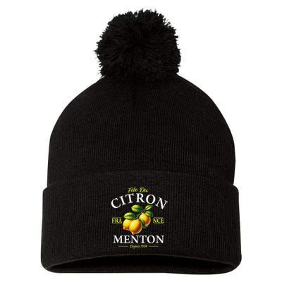 Menton France Lemon Festival Since 1934 White Lettering Pom Pom 12in Knit Beanie