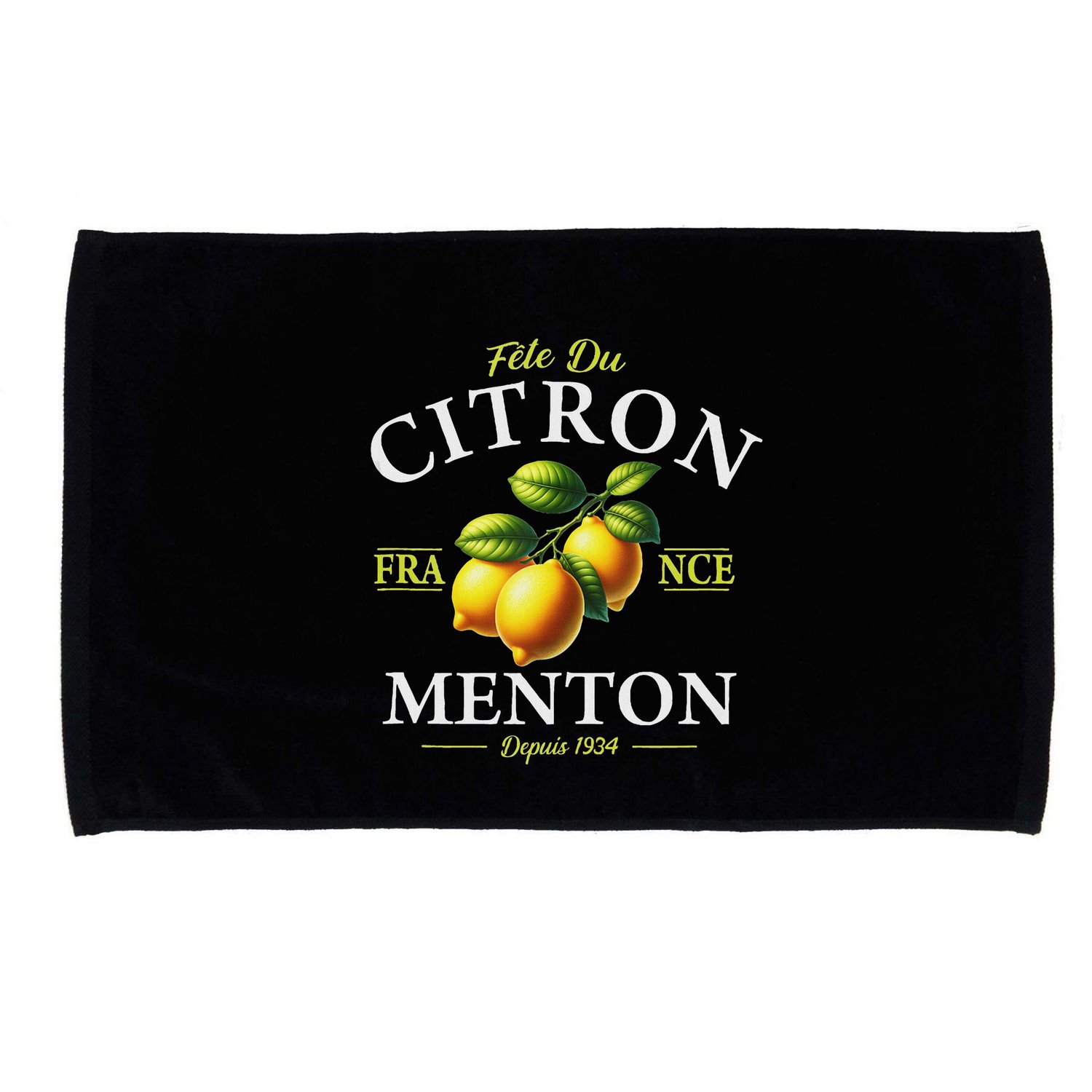 Menton France Lemon Festival Since 1934 White Lettering Microfiber Hand Towel
