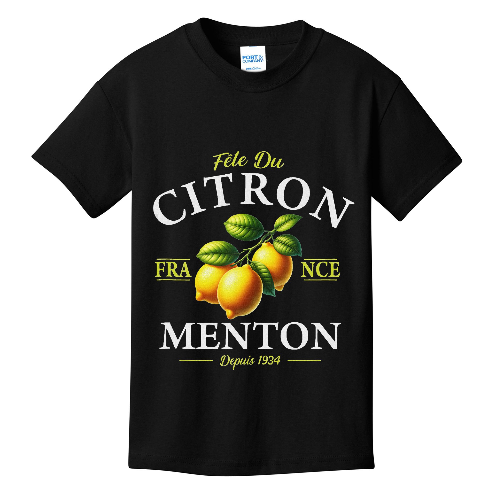 Menton France Lemon Festival Since 1934 White Lettering Kids T-Shirt
