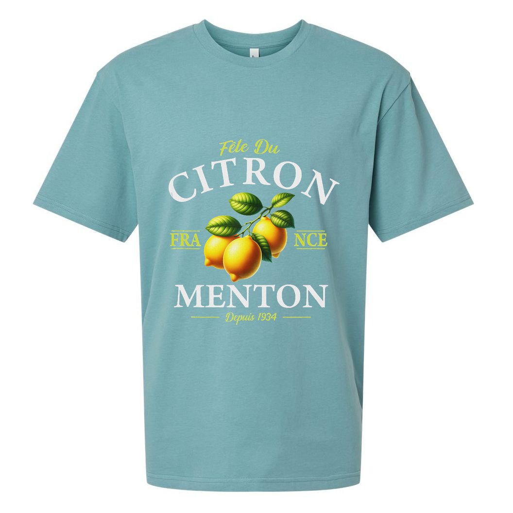 Menton France Lemon Festival Since 1934 White Lettering Sueded Cloud Jersey T-Shirt