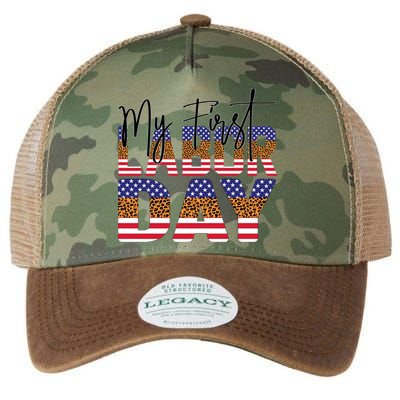 My First Labor Day American Flag Gift Legacy Tie Dye Trucker Hat
