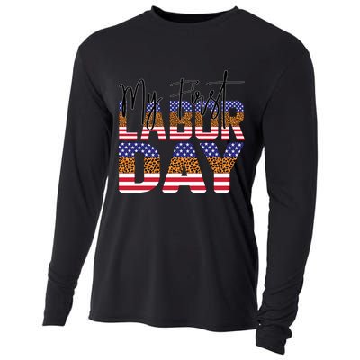 My First Labor Day American Flag Gift Cooling Performance Long Sleeve Crew