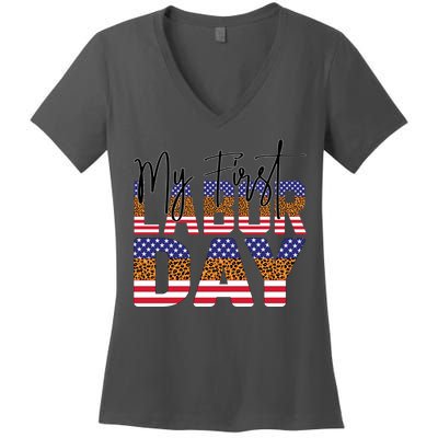 My First Labor Day American Flag Gift Women's V-Neck T-Shirt
