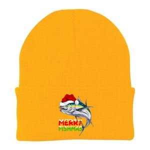 Merry Fishmas Lighting Santa Tuna Fish Fishing Christmas Knit Cap Winter Beanie