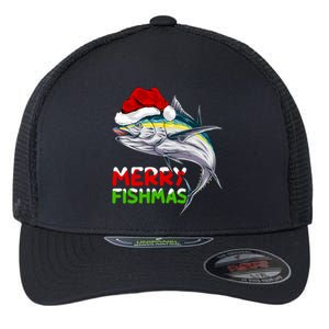 Merry Fishmas Lighting Santa Tuna Fish Fishing Christmas Flexfit Unipanel Trucker Cap