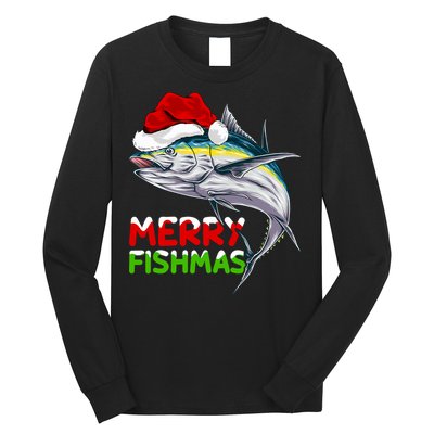 Merry Fishmas Lighting Santa Tuna Fish Fishing Christmas Long Sleeve Shirt
