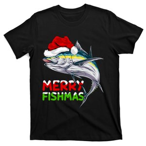 Merry Fishmas Lighting Santa Tuna Fish Fishing Christmas T-Shirt