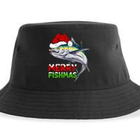 Merry Fishmas Lighting Santa Tuna Fish Fishing Christmas Sustainable Bucket Hat