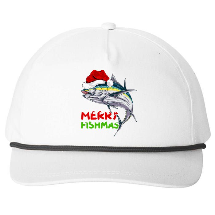 Merry Fishmas Lighting Santa Tuna Fish Fishing Christmas Snapback Five-Panel Rope Hat