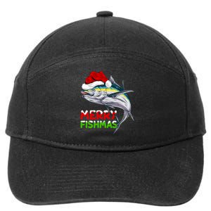 Merry Fishmas Lighting Santa Tuna Fish Fishing Christmas 7-Panel Snapback Hat