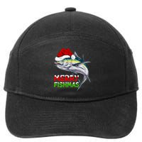 Merry Fishmas Lighting Santa Tuna Fish Fishing Christmas 7-Panel Snapback Hat