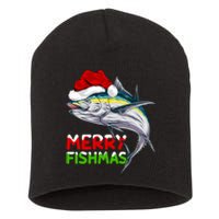 Merry Fishmas Lighting Santa Tuna Fish Fishing Christmas Short Acrylic Beanie