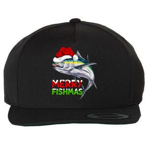 Merry Fishmas Lighting Santa Tuna Fish Fishing Christmas Wool Snapback Cap