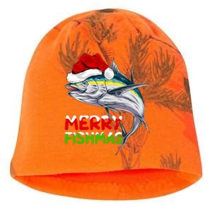 Merry Fishmas Lighting Santa Tuna Fish Fishing Christmas Kati - Camo Knit Beanie