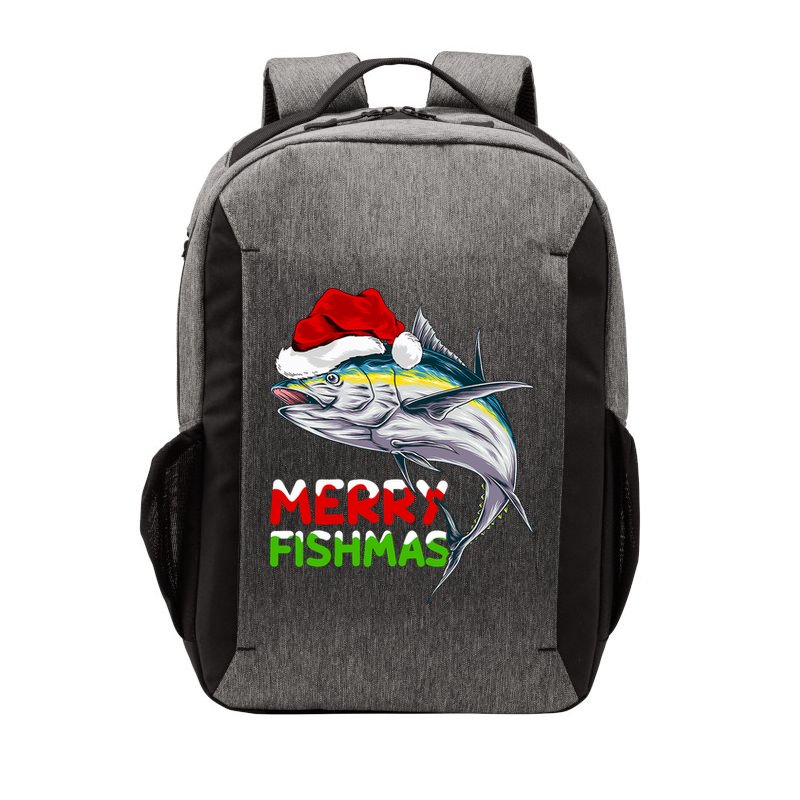 Merry Fishmas Lighting Santa Tuna Fish Fishing Christmas Vector Backpack