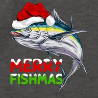 Merry Fishmas Lighting Santa Tuna Fish Fishing Christmas Vector Backpack