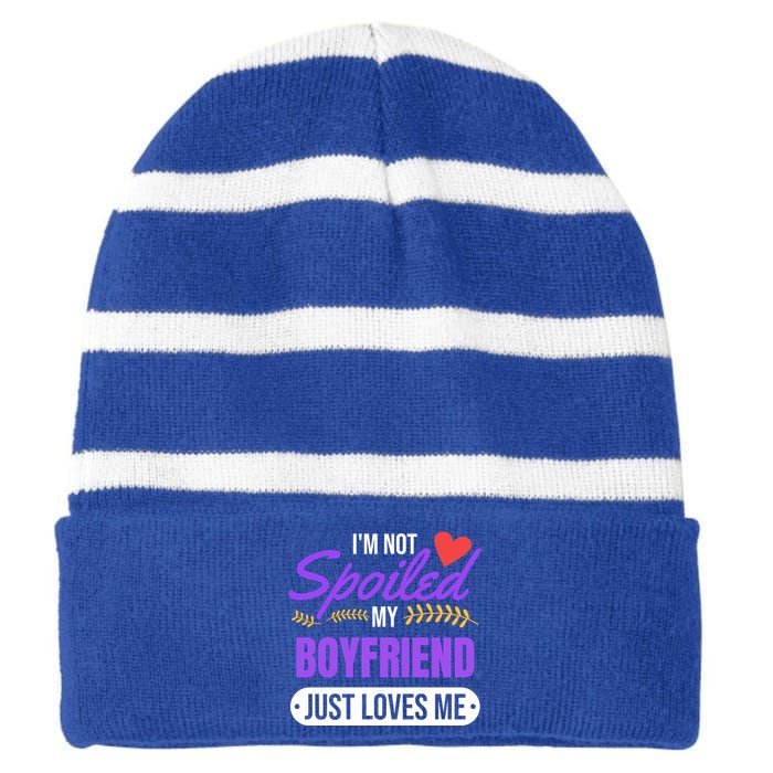 My Friend Loves Me Valentines Friend Gift Cute Gift Meaningful Gift Striped Beanie with Solid Band