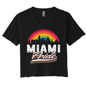 Miami Florida Lgbt Lesbian Gay Bisexual Rainbow Lgbtq Pride Women's Crop Top Tee