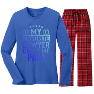 My Favorite Lawyer Calls Me Papa Firm Law School Student Dad Gift Women's Long Sleeve Flannel Pajama Set 