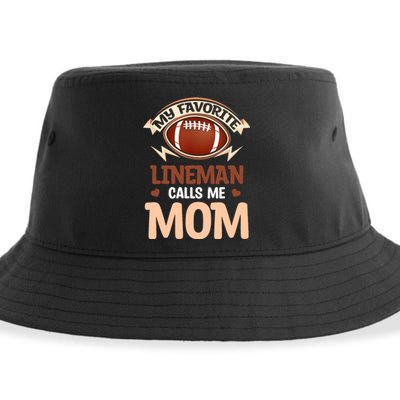 My Favorite Lineman Calls Me Mom Football Player Lineman Sustainable Bucket Hat