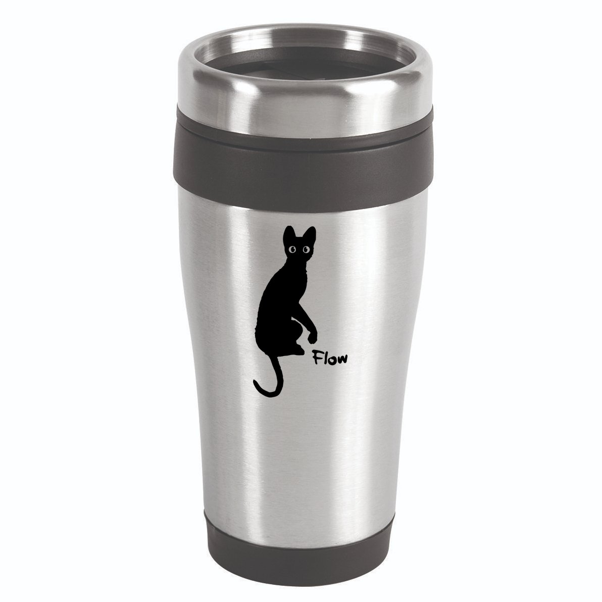 M50 Flow Movie India Ink Cat 16oz Travel Tumbler