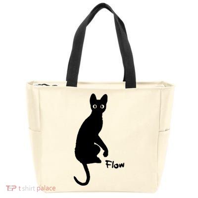 M50 Flow Movie India Ink Cat Zip Tote Bag