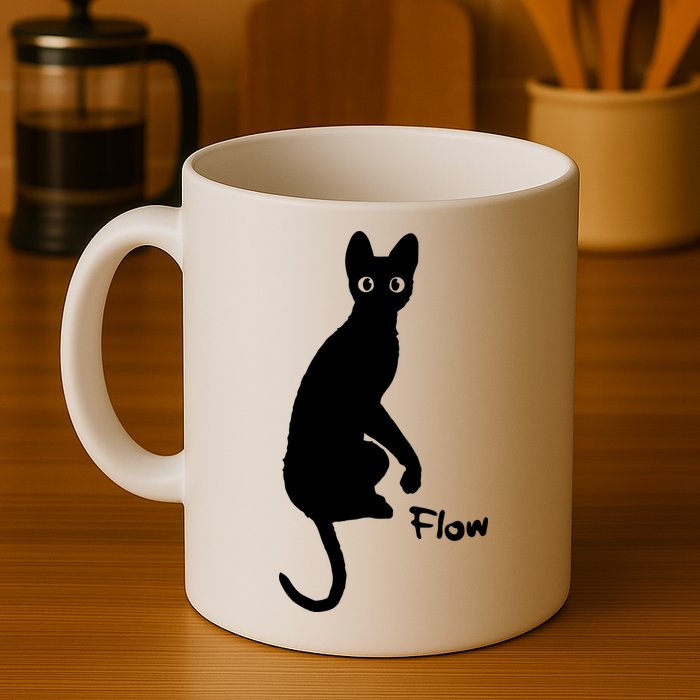 M50 Flow Movie India Ink Cat Mug