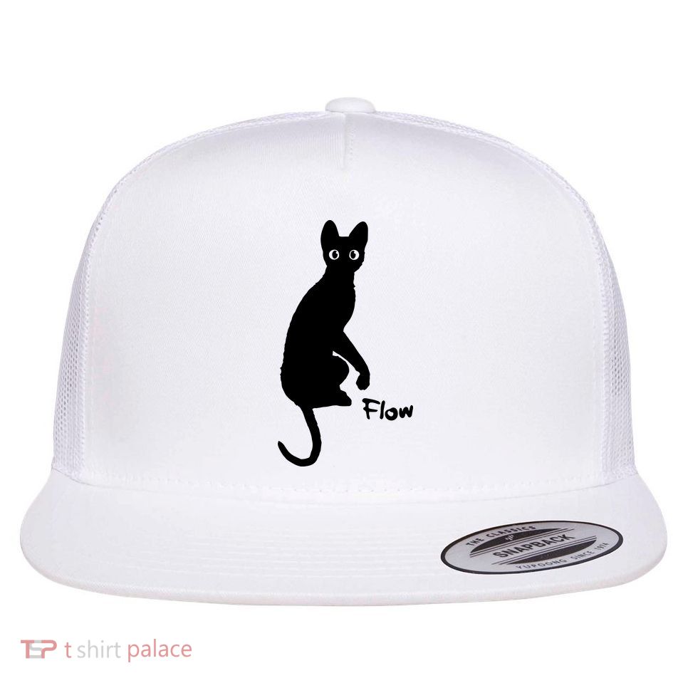 M50 Flow Movie India Ink Cat Flat Bill Trucker Hat