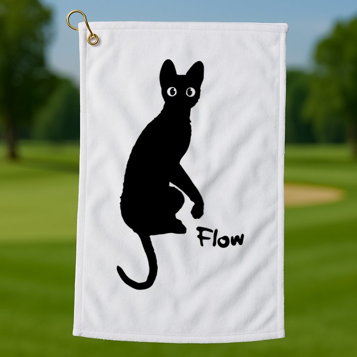 M50 Flow Movie India Ink Cat Golf Towel