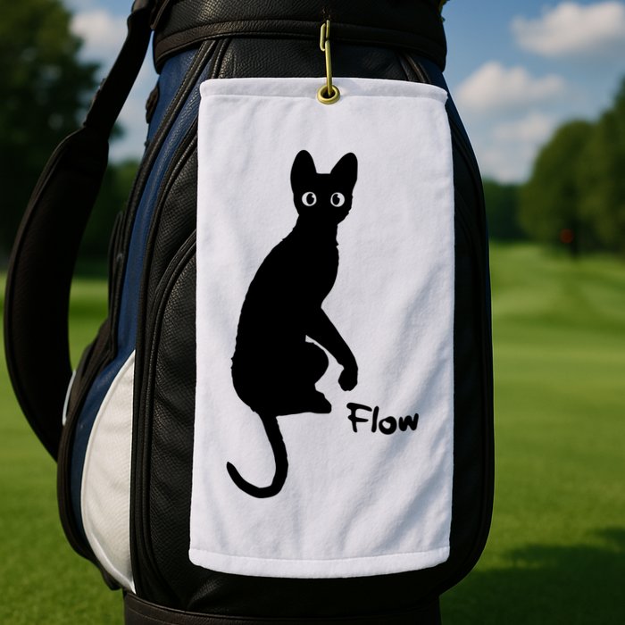 M50 Flow Movie India Ink Cat Golf Towel