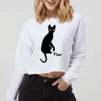 M50 Flow Movie India Ink Cat Cropped Pullover Crew