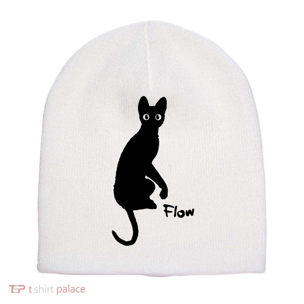 M50 Flow Movie India Ink Cat Short Acrylic Beanie