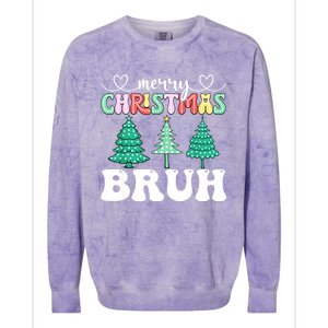 Matching Family Merry Christmas Bruh Xmas Tree Funny Gift Colorblast Crewneck Sweatshirt