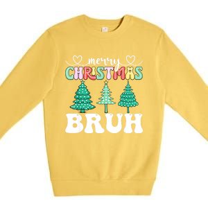 Matching Family Merry Christmas Bruh Xmas Tree Funny Gift Premium Crewneck Sweatshirt