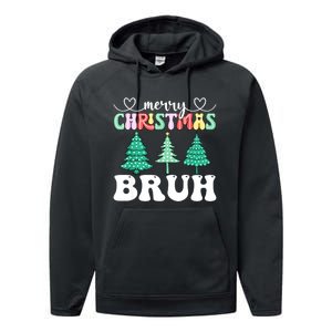 Matching Family Merry Christmas Bruh Xmas Tree Funny Gift Performance Fleece Hoodie