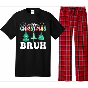 Matching Family Merry Christmas Bruh Xmas Tree Funny Gift Pajama Set