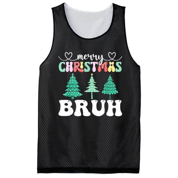 Matching Family Merry Christmas Bruh Xmas Tree Funny Gift Mesh Reversible Basketball Jersey Tank