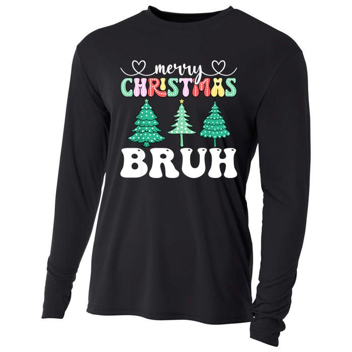 Matching Family Merry Christmas Bruh Xmas Tree Funny Gift Cooling Performance Long Sleeve Crew