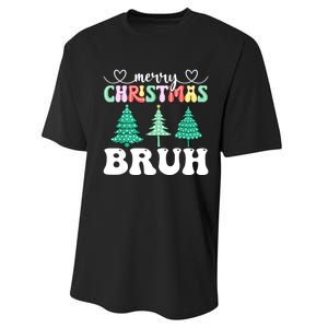 Matching Family Merry Christmas Bruh Xmas Tree Funny Gift Performance Sprint T-Shirt