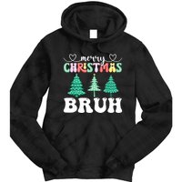 Matching Family Merry Christmas Bruh Xmas Tree Funny Gift Tie Dye Hoodie