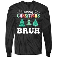 Matching Family Merry Christmas Bruh Xmas Tree Funny Gift Tie-Dye Long Sleeve Shirt