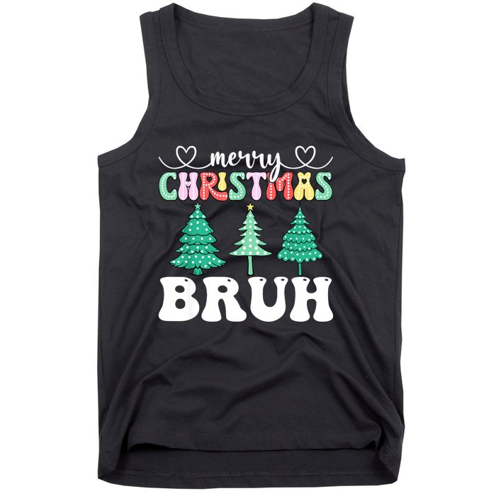 Matching Family Merry Christmas Bruh Xmas Tree Funny Gift Tank Top