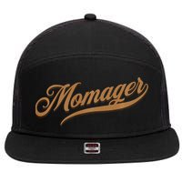Momager Funny Mom Manager Mother's Day 7 Panel Mesh Trucker Snapback Hat