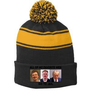 My Favorite Meen Go To Jail Stripe Pom Pom Beanie