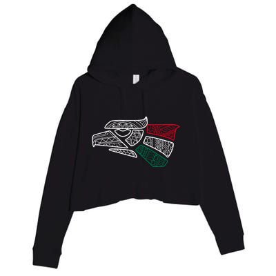 Mexico Flag Mexican Eagle Aztec Style Hecho En Mexico Crop Fleece Hoodie