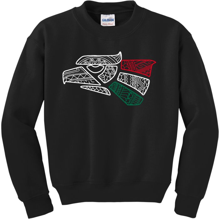 Mexico Flag Mexican Eagle Aztec Style Hecho En Mexico Kids Sweatshirt