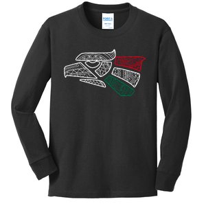 Mexico Flag Mexican Eagle Aztec Style Hecho En Mexico Kids Long Sleeve Shirt